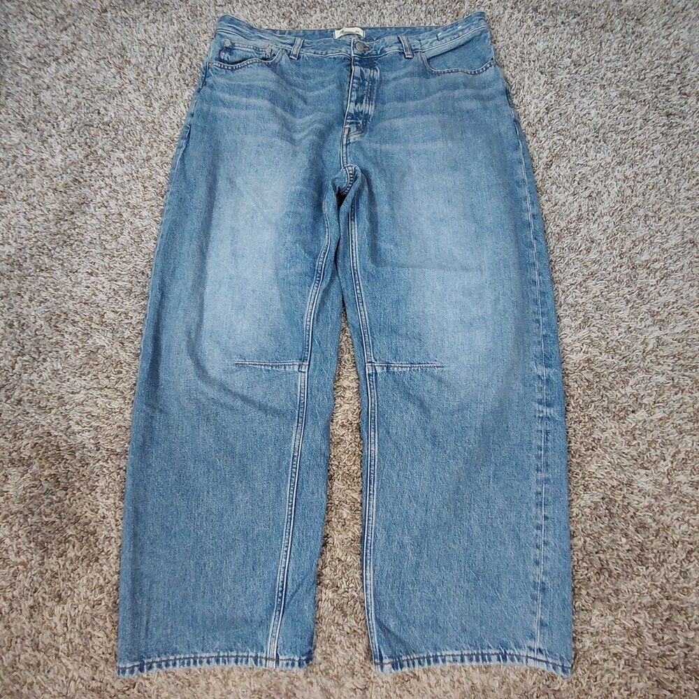 Madewell The Curvy Darted Barrel-Leg Jeans Womens 33T 37x28.5 Blue High Rise